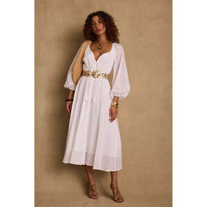 12th Tribe Danika White Linen Maxi Dress Size LL